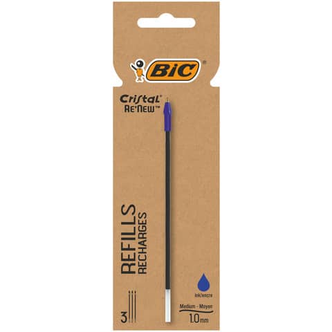 Refill Bic Cristal Re'New - conf. 3 pezzi BIC blu 503838